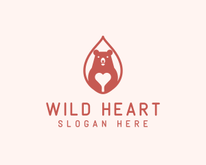 Heart Bear Animal  logo design