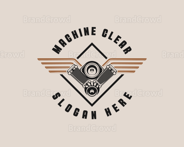 Mechanic Piston Engine Wings Logo