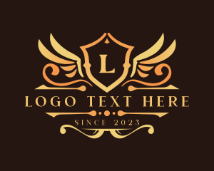 Gold - Luxury Wings Shield logo design