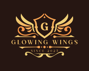 Luxury Wings Shield logo design