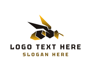 Wasp - Geometric Flying Bee logo design