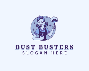 Duster - Housekeeper Maid Cleaner logo design