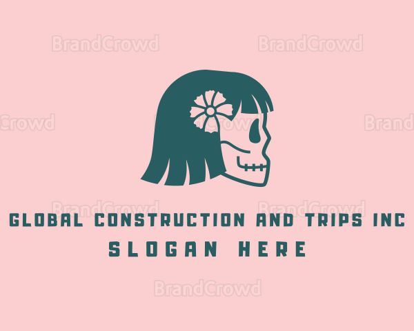 Girl Calavera Skull Logo