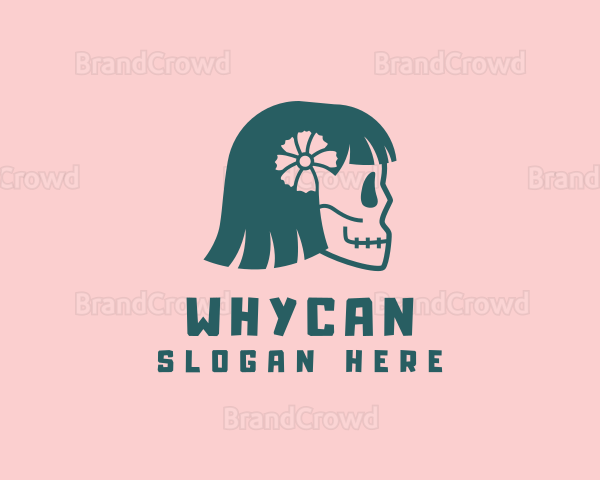 Girl Calavera Skull Logo