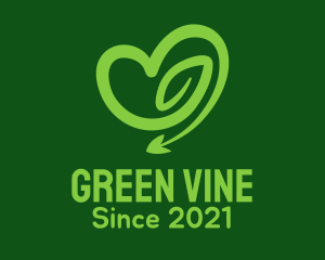 Green Vine Heart logo design