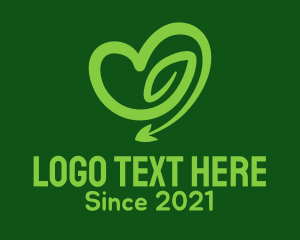 Romantic - Green Vine Heart logo design