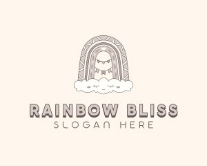 Boho Rainbow Party Flags logo design