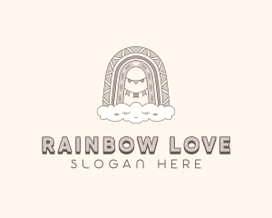 Boho Rainbow Party Flags logo design