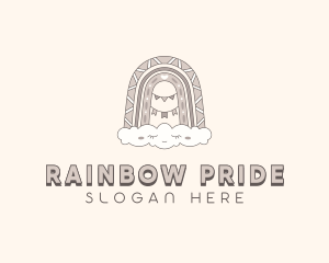 Boho Rainbow Party Flags logo design