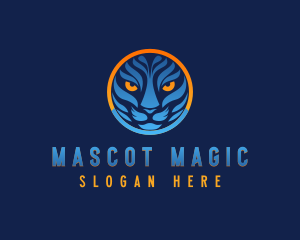 Blue Tiger Cat Mascot logo design