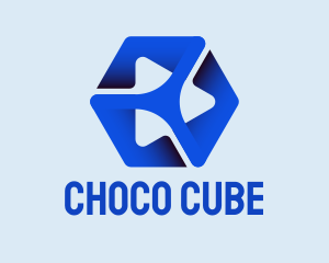 Vlog - Play Button Vlog Cube logo design