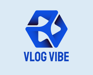 Vlogging - Play Button Vlog Cube logo design