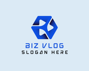 Play Button Vlog Cube logo design