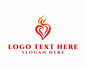 Fire - Flaming Heart Torch logo design
