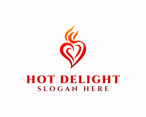 Flaming Heart Torch logo design