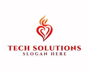 Icon - Flaming Heart Torch logo design