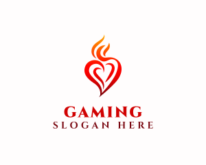Heating - Flaming Heart Torch logo design