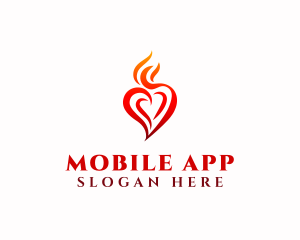 Hot - Flaming Heart Torch logo design