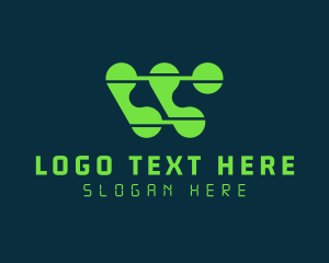 Networking - Digital Tech Letter W logo design