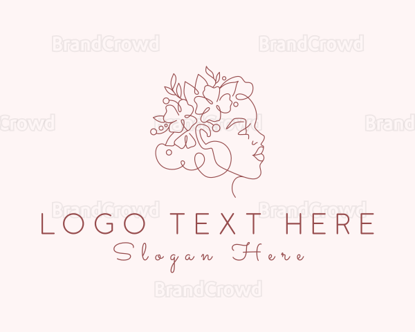 Floral Woman Face Aesthetic Logo