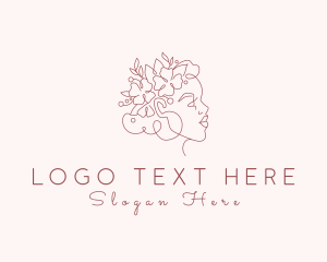 Facial Care - Floral Woman Face Aesthetic logo design