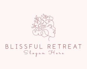 Floral Woman Face Aesthetic Logo