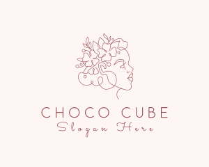 Floral Woman Face Aesthetic Logo