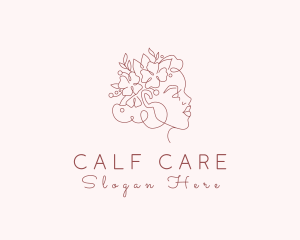 Floral Woman Face Aesthetic logo design