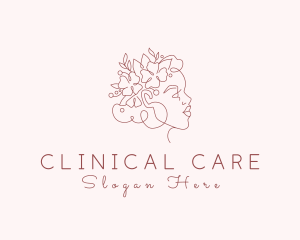 Floral Woman Face Aesthetic logo design