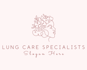 Floral Woman Face Aesthetic logo design