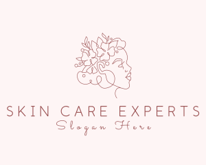 Floral Woman Face Aesthetic logo design