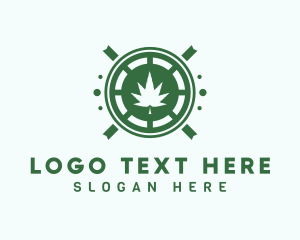 Natural - Marijuana Plant Emblem logo design