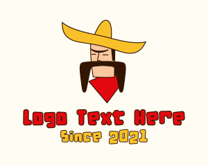 Taqueria - Mustache Sombrero Man logo design