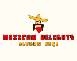 Mustache Sombrero Man logo design