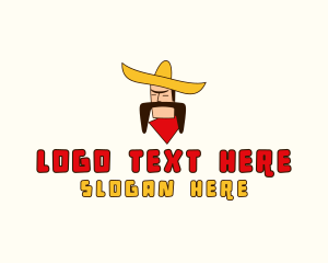 Taco Bar - Mustache Sombrero Man logo design