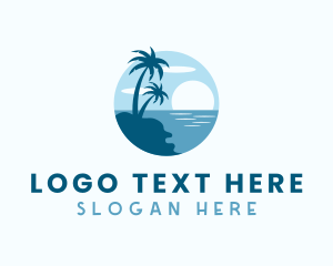 Waves - Sun Palm Tree Island logo design