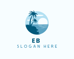 Sun Palm Tree Island Logo