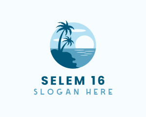 Sun Palm Tree Island Logo