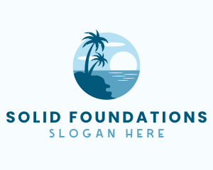 Sun Palm Tree Island Logo