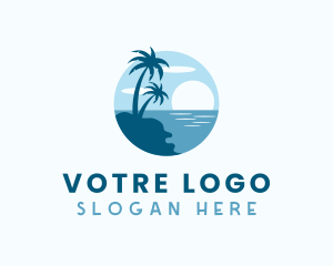 Sun Palm Tree Island Logo