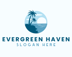 Trees - Sun Palm Tree Island logo design