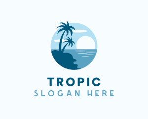 Sun Palm Tree Island logo design