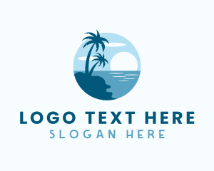 Seaside - Sun Palm Tree Island logo design