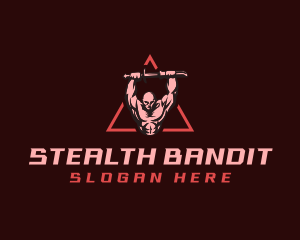 Strong Muscle Swordsman logo design