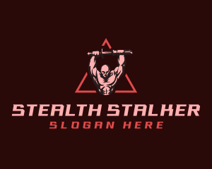 Strong Muscle Swordsman logo design