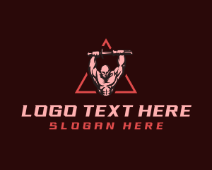 Stealth - Strong Muscle Swordsman logo design