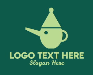 Tea Kettle - Green Teapot Pinocchio logo design
