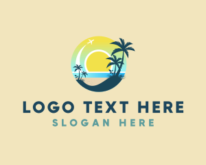 Aeroplane - Beach island Travel Getaway logo design
