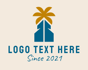 Palm Tree - Beach Vacation House logo design