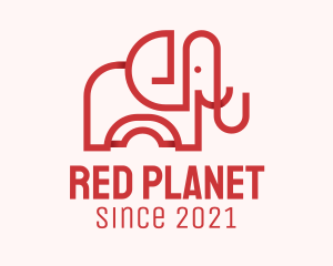 Red Elephant Line Art  logo design